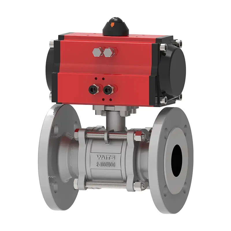 Three Piece Pneumatic Floating Ball Valve With Bracket Three Piece Pneumatic Floating Ball Valve With Bracket