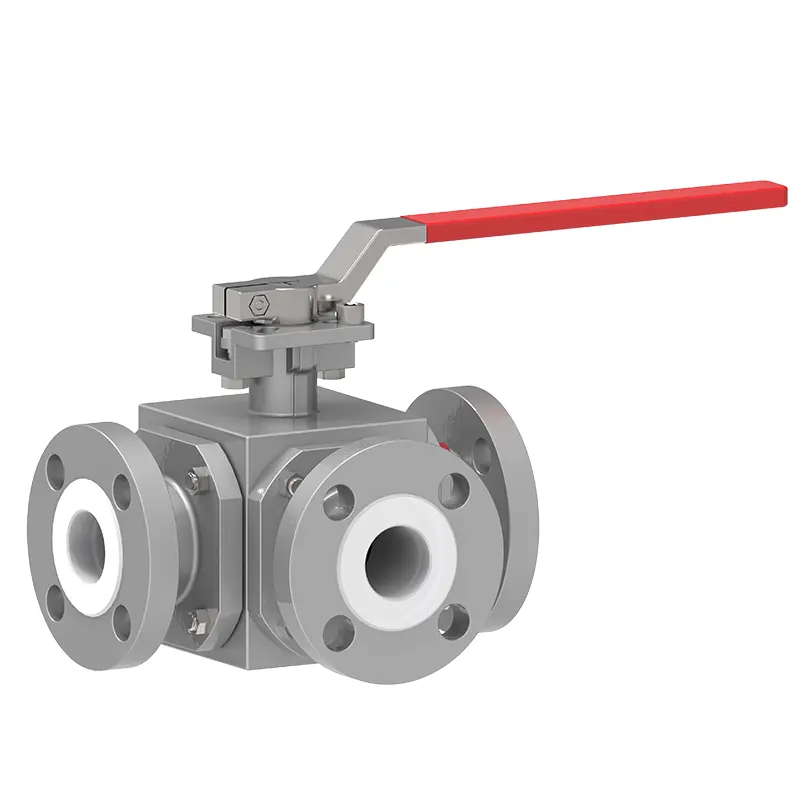 PTFE เรียงรายวาล์วบอลสามทาง